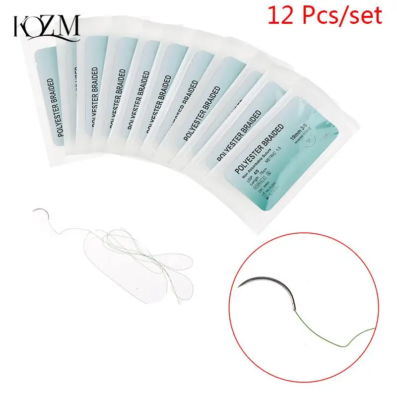 Surgical Synthetic Skin Suture Thread with needle Surgeon Veterinary Suture Kit Suture Wire  Nylon Monofilament 6/12pcs