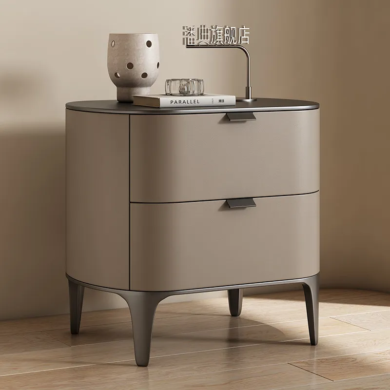Luxury Nightstands Microfiber Leather Furniture,Solid Wood,Modern Living Room With Drawers,Storage Cabinet,Bedroom Bedside Table