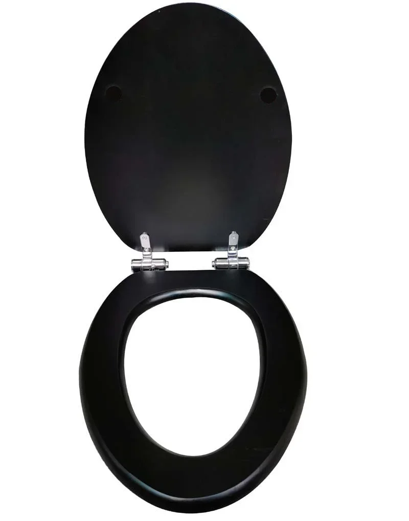 Solid Wood Toilet Seat Cover OUV Universal Thickened Seat Ring Black Walnut Stainless Steel Buffer Drop Hinge Seat