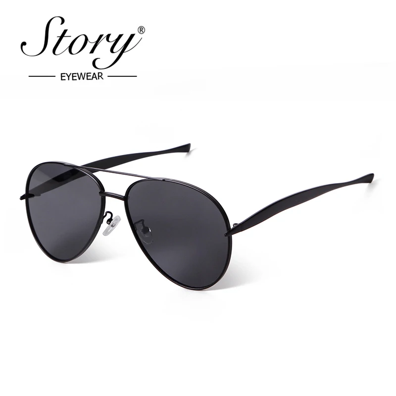 STORY Fashion Metal Streamlined Arms Pilot Sunglasses Women Men Retro Classic Green Aviation Sun Glasses Driving Shades S9580A