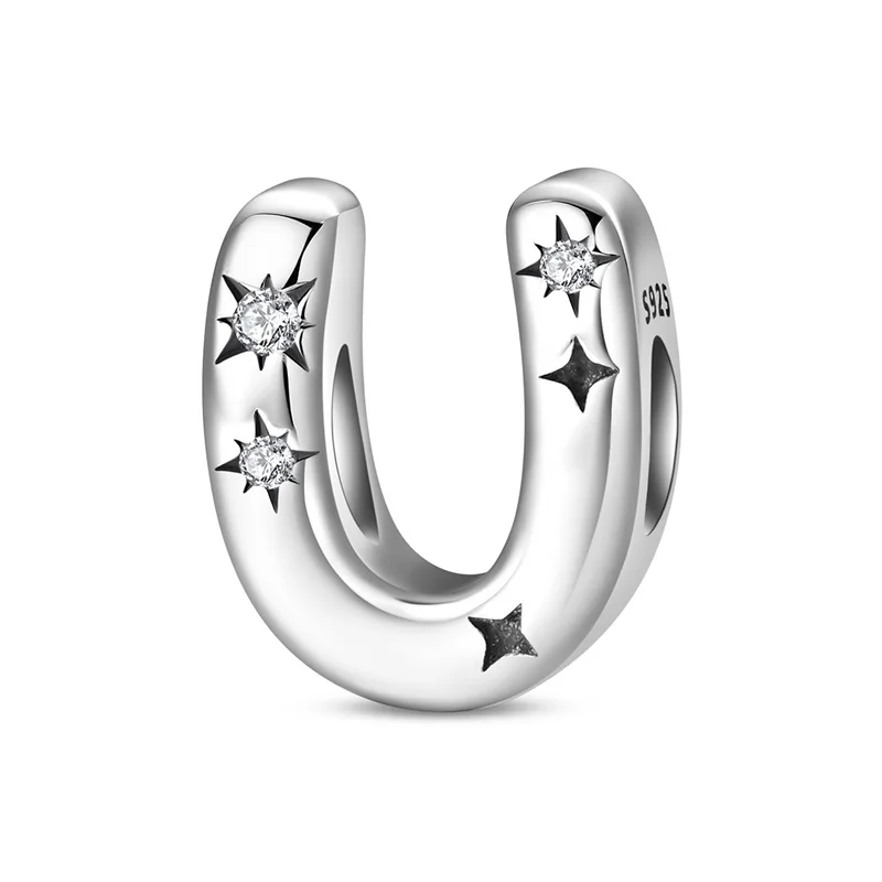 

Hot Sale 925 Sterling Silver Star Sun Letter U Beads Versatile Jewellery Fit Original 925 Bracelet Necklace for Women DIY Gift