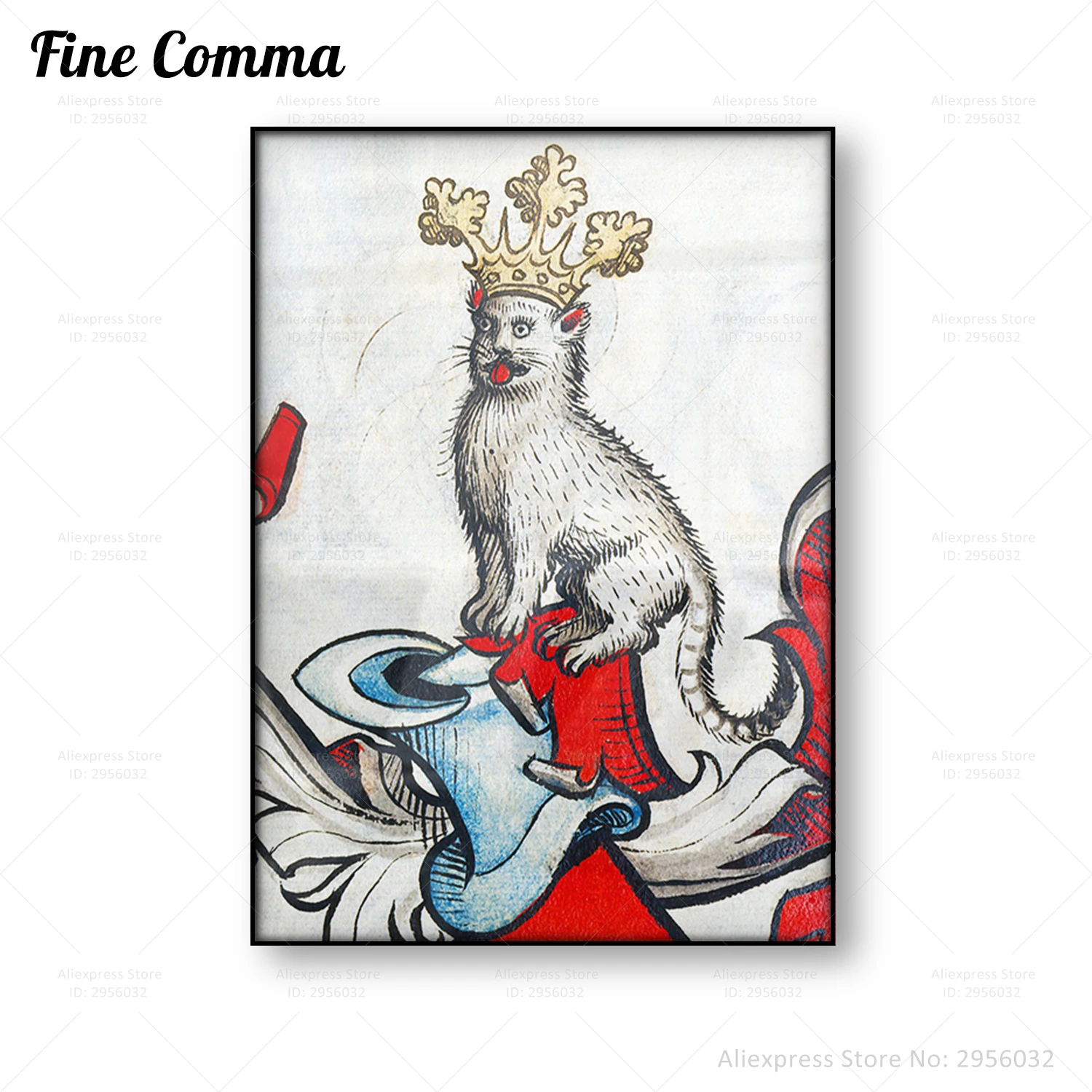 Ortaçağ kedi Vintage kedi posteri Derp kedi duvar sanatı tuval baskı Bestiary Coven cadı nadir resim boyama ev dekor hediye fikir