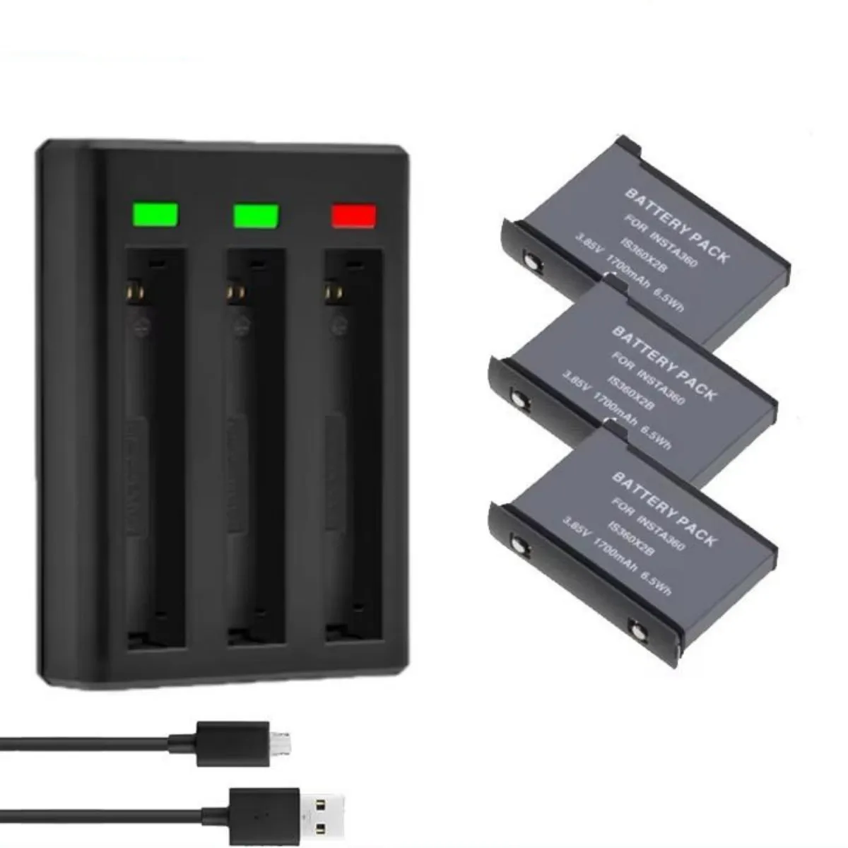 4Pcs For Insta360 ONE X2 1700mAh Rechargeable Battery + LED 3-Slots Charger for Insta 360 ONE X 2 Action Camera Accessories