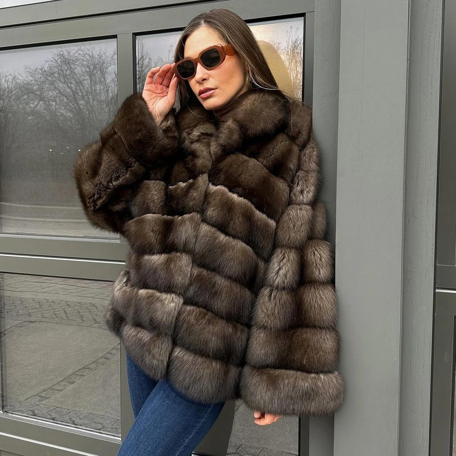 

Women's Jackets Real Fox Fur Coats 2024 Luxury New Short Coat High Quality Natural Fox Fur Jacket For Women