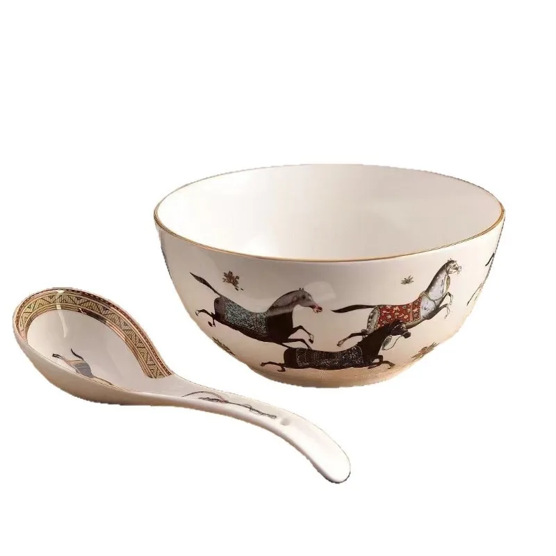 

European bone china large soup bowl, ramen bowl, ceramic tableware
