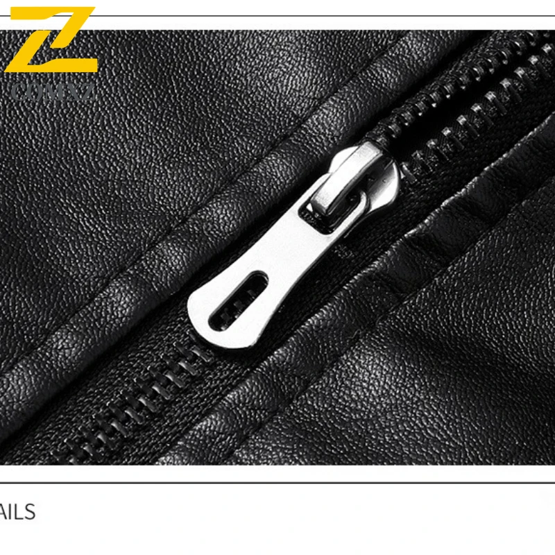 COMXZ Premium Men Leather Jacket Fashion Classic Turndown Collar Camping Leather Coat Casual Hiking Windproof New Autumn Coats