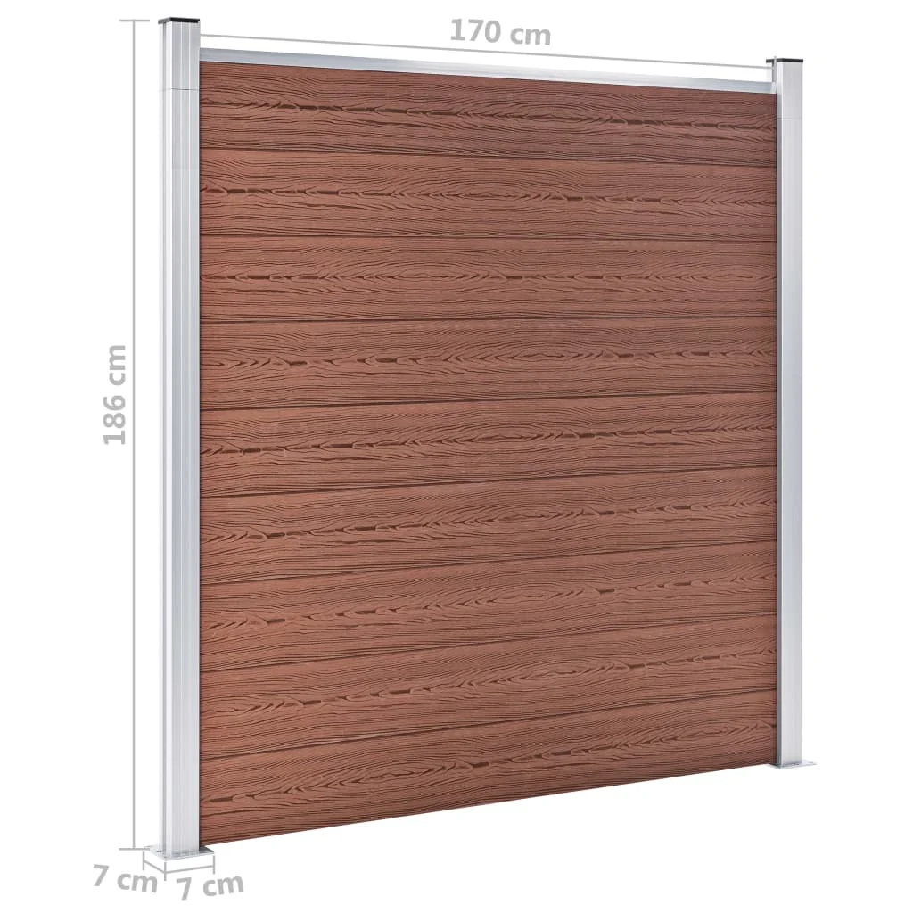 Valla de Jardín Impermeable de WPC, 353x186 cm, Marrón, Anticorrosión, Tablero de Cercado para Exteriores