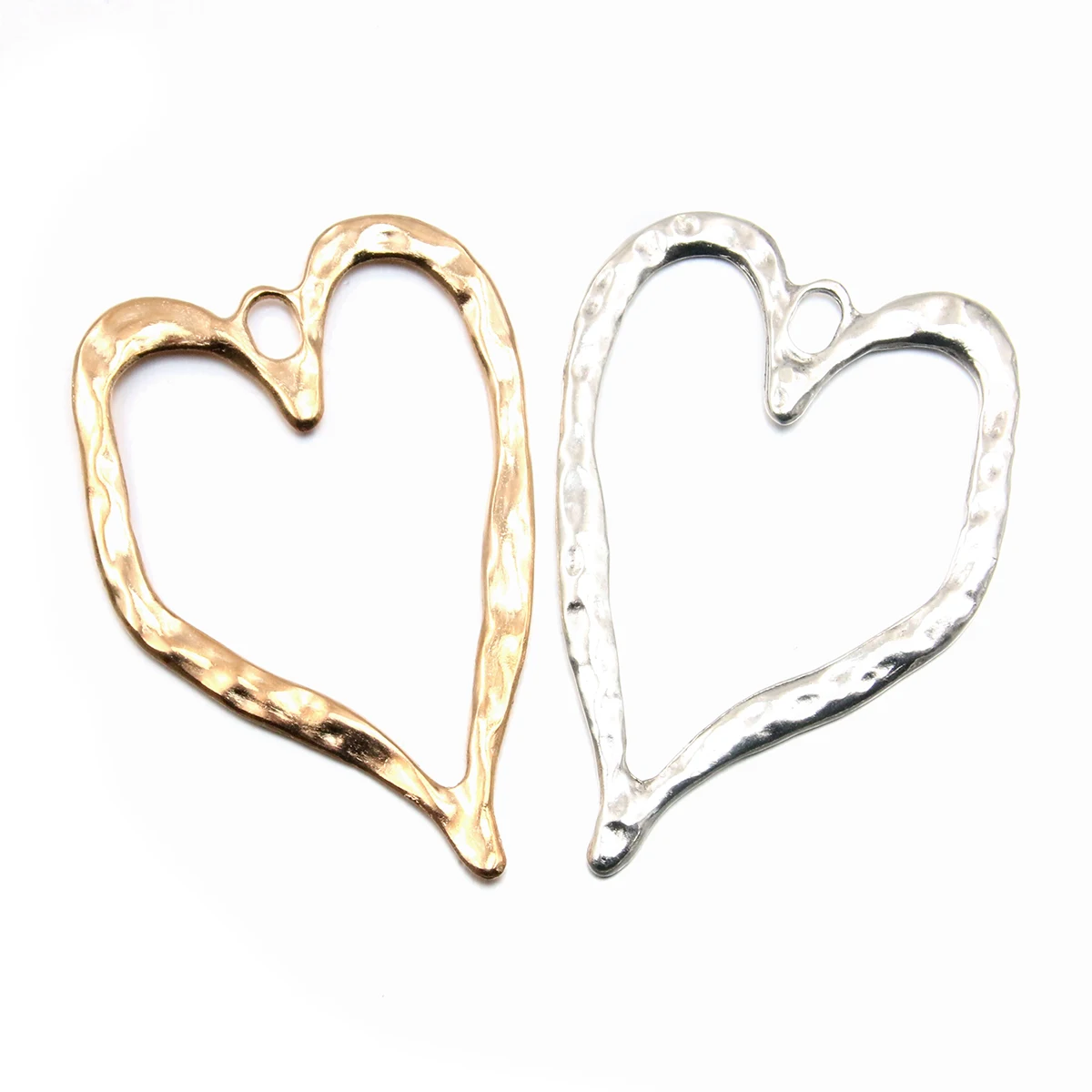 2PCS 55*79mm 2 Color Hollow Big Hearts Charms Irregular Geometry Pendant Metal Alloy DIY Necklace Bracelet Earrings Marking