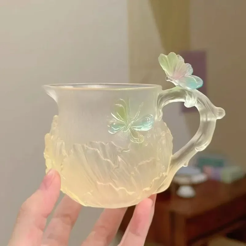 Dongmei Fairy Glazed Fair Cup Butterfly Love Flower Intangible Cultural Heritage Ancient Method Ice Through Gradual Change