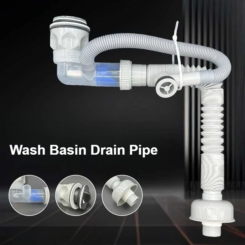 

Multi Functional Universal Drain Hand Wash Basin Drain Pipe Basin Drain Pipe Non Adhesive Anti-odor Drain Extension Pipe