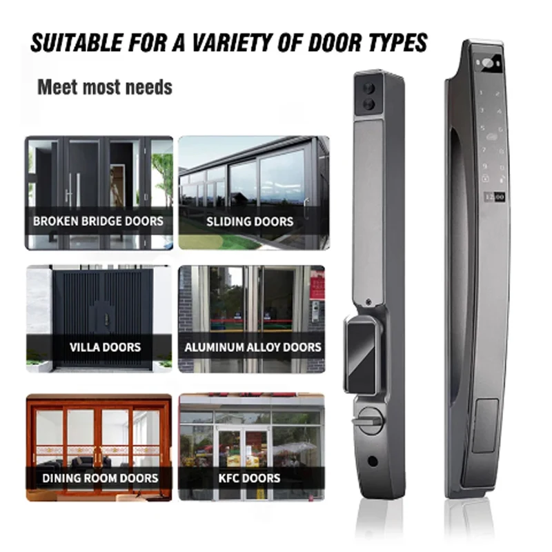 TUYA App Waterproof Sliding Door Smart Lock Aleax Face Fingerprint Digital Password Card Electronic Lock For Aluminum Glass Door