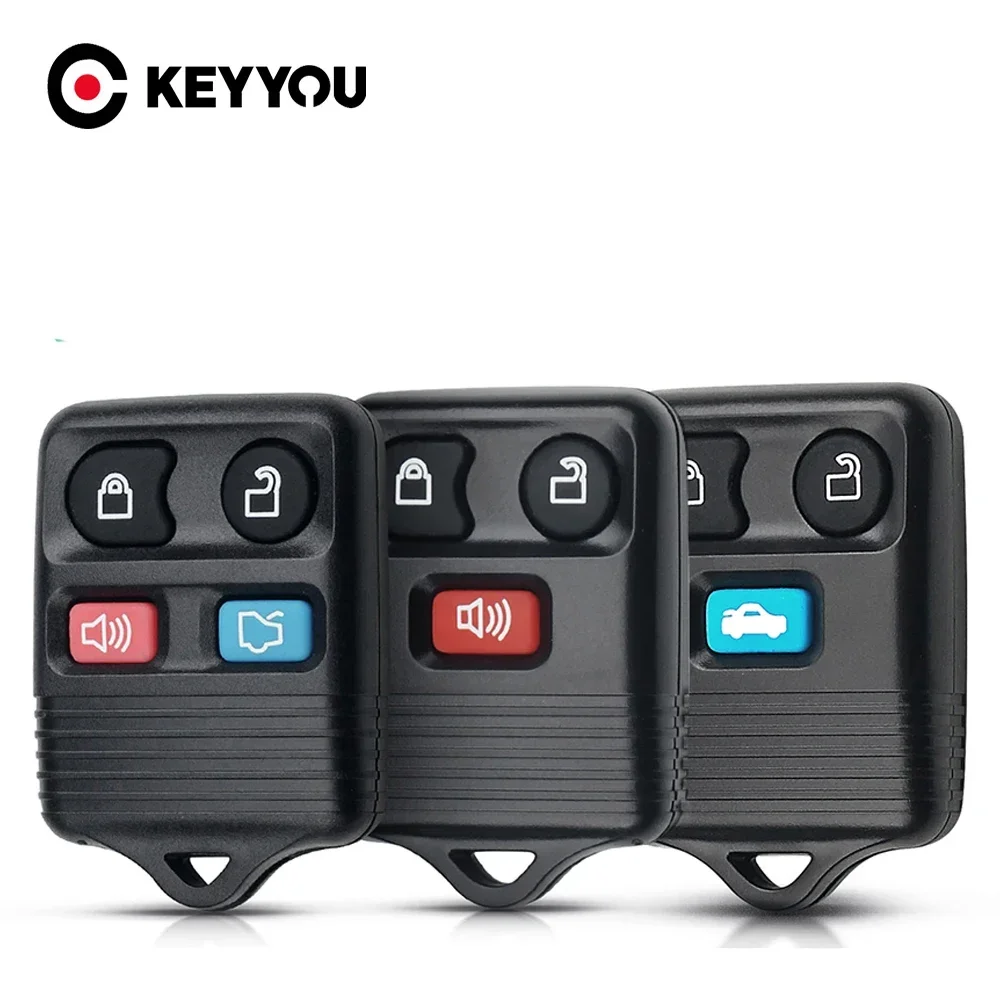 KEYYOU 10Pcs 3/4 Buttons Fob Car Remote Key Shell For Ford Focus Complete Escape Mustang Explorer Lincoln Town Sport Replacement