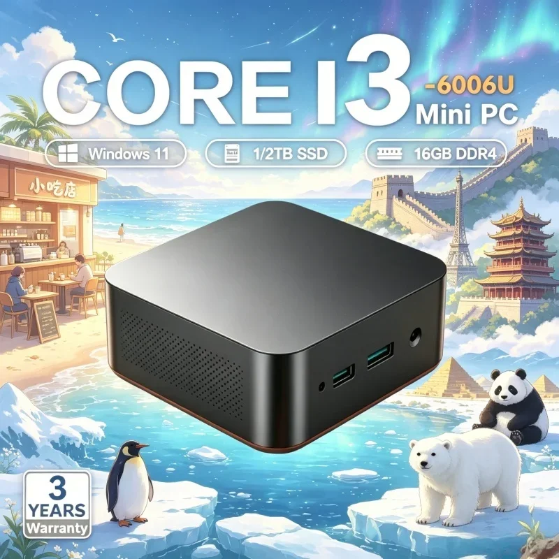 

2026 Refulgent Slenderized MINI PC Windows 11 Pro Core I3 6006U RAM 1TB SSD WIFI 6 BT5.2 4K HD Polished Revelry Gaming