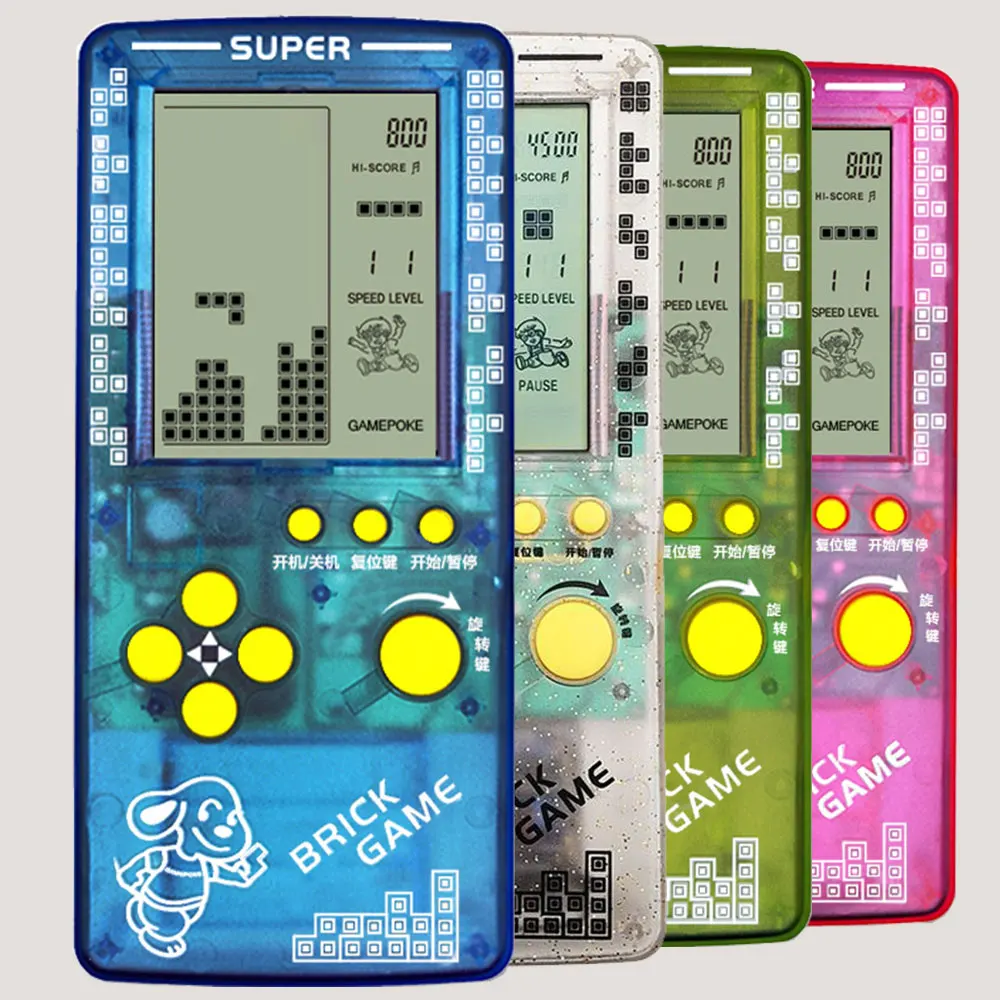 Portable 4.1 Inch Large Screen Handheld Game Console Classic Retro 5 Colors Transparent Game Players for Tetris Children's Toys