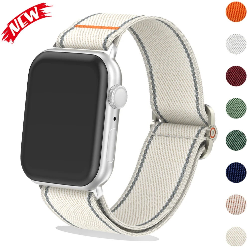 Sport Nylon-Armband für Apple Watch Ultra 49mm 38 40 42 44 45 46mm Elastisches Reflektierendes Gewebtes Band für iWatch Series 11 10 9 8 7 SE3