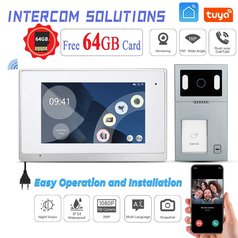 

Factory Smart Home System Ip Wifi Night Vision Waterproof Video Doorbell Tuya Smart App Support Video Door Phone Intercom System