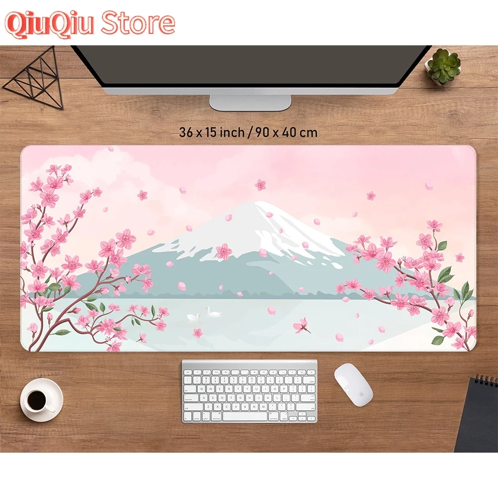 

Japanese Pink Sakura Desk Mat Anime Aesthetic Gaming Mousepad Xxl Kawaii Pastel Cherry Blossoms Mouse Mat Girly Desk Accessory