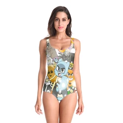 Nadanbao Swimwear Women One Piece Suits Sexy Fashion Beach Swimsuit Party Bodysuit Sleeveless Cartoon Printing Surfing Beachwear