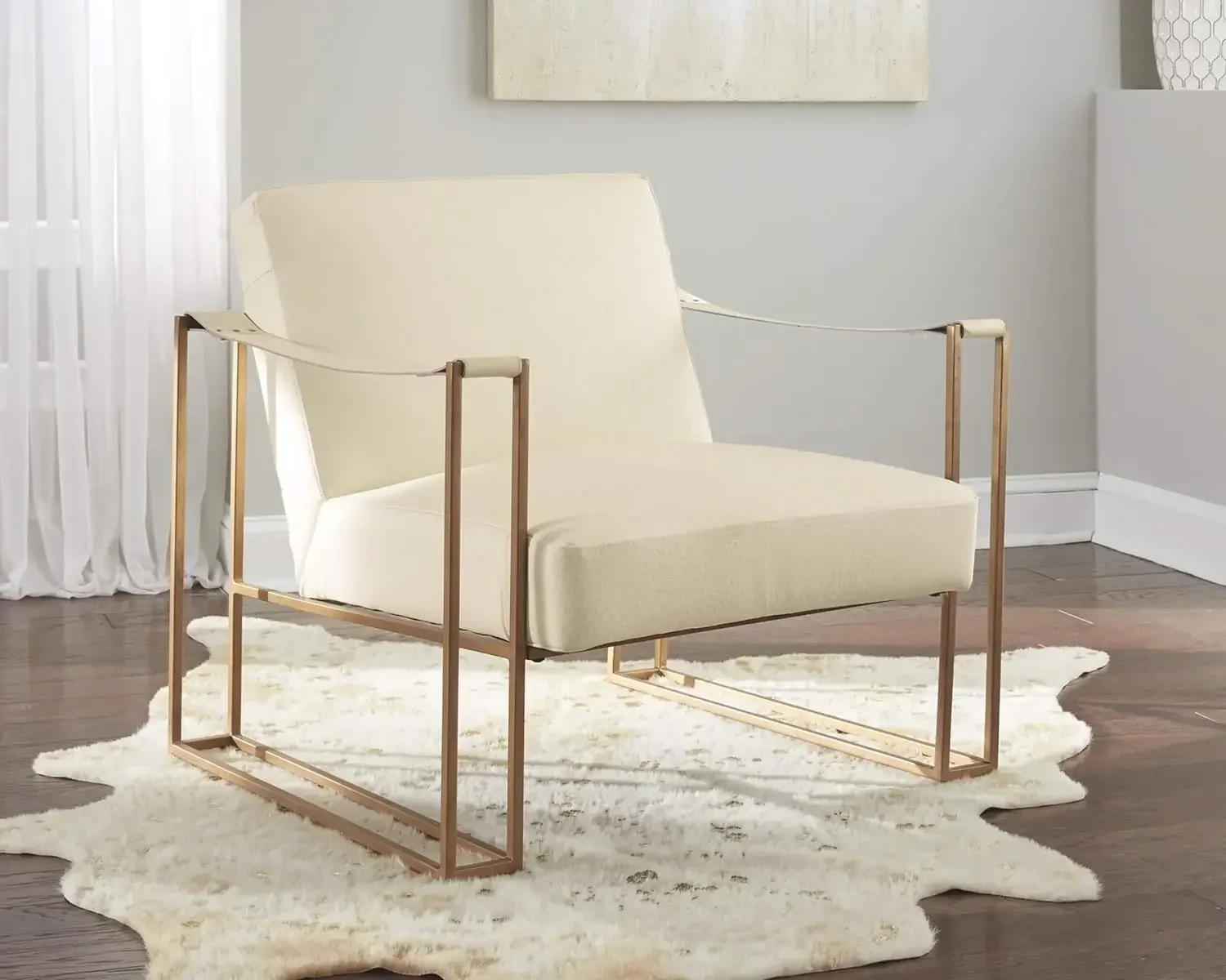 

Signature Design by Eclectic Upholstered Accent Chair, Beige & Gold