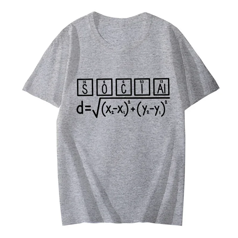 2024 T Shirt Men Summer Tops Tees Male Social Distance Periodic Table and Distance Formula Retro Style Funny Space Science Shirt