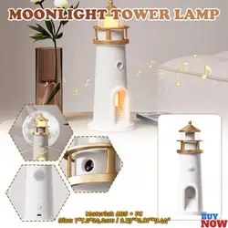 Lighthouse Ambient lights Moon Projection Light Dimmable Bluetooth Music Motion Sensor Desktop Decor Night Lights Christmas Gift