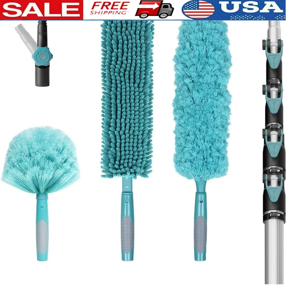 

Набор для тряпки высотой 30 футов с выдвижным стержнем, потолочный вентилятор, инструмент для очистки паутины, эффективная система удаления пыли