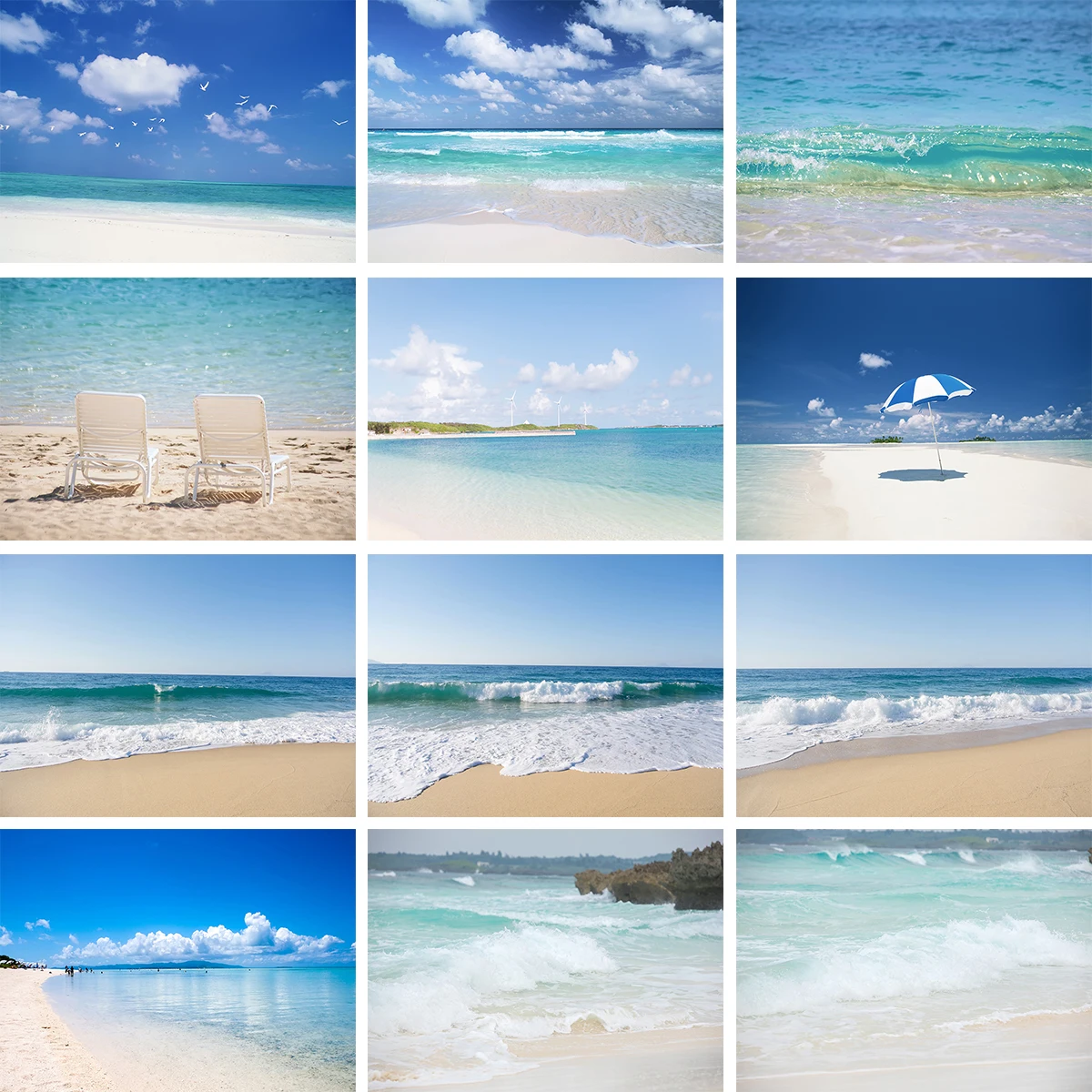 

Summer Beach Hawaii Vacation Photo Background Blue Sky and White Clouds Photography Backdrop Kids Birthday Photo Studio Props