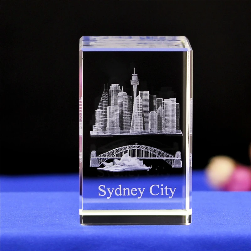 crystal ornaments 3D laser engraving Sydney Opera House wedding travel commemorative gift Tourist souvenirs Home decoration