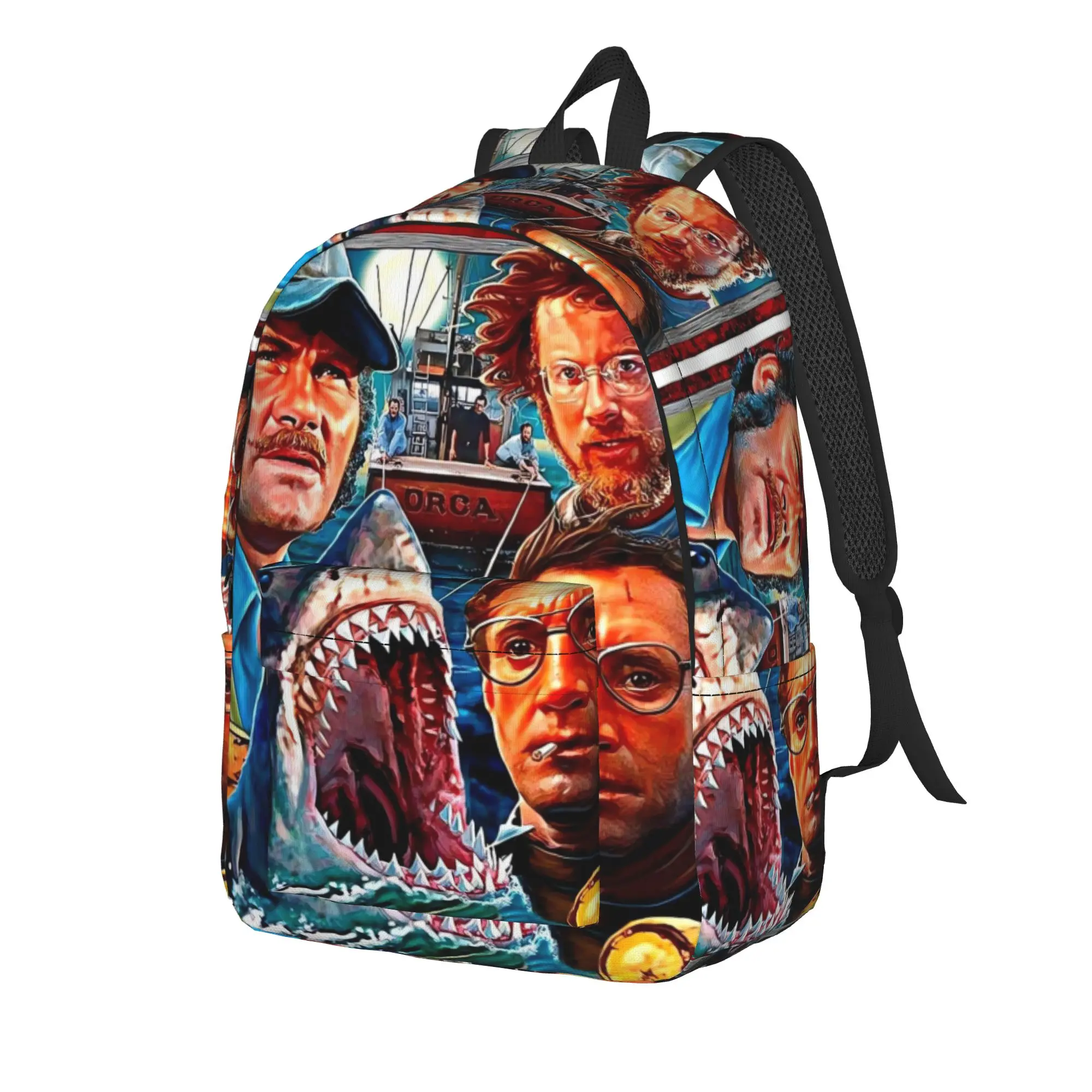 Jaw-Shark Classic Film Amity Island Backpack Male  Breathable Backpacks Polyester Cute School Bags Travel Colorful Rucksack