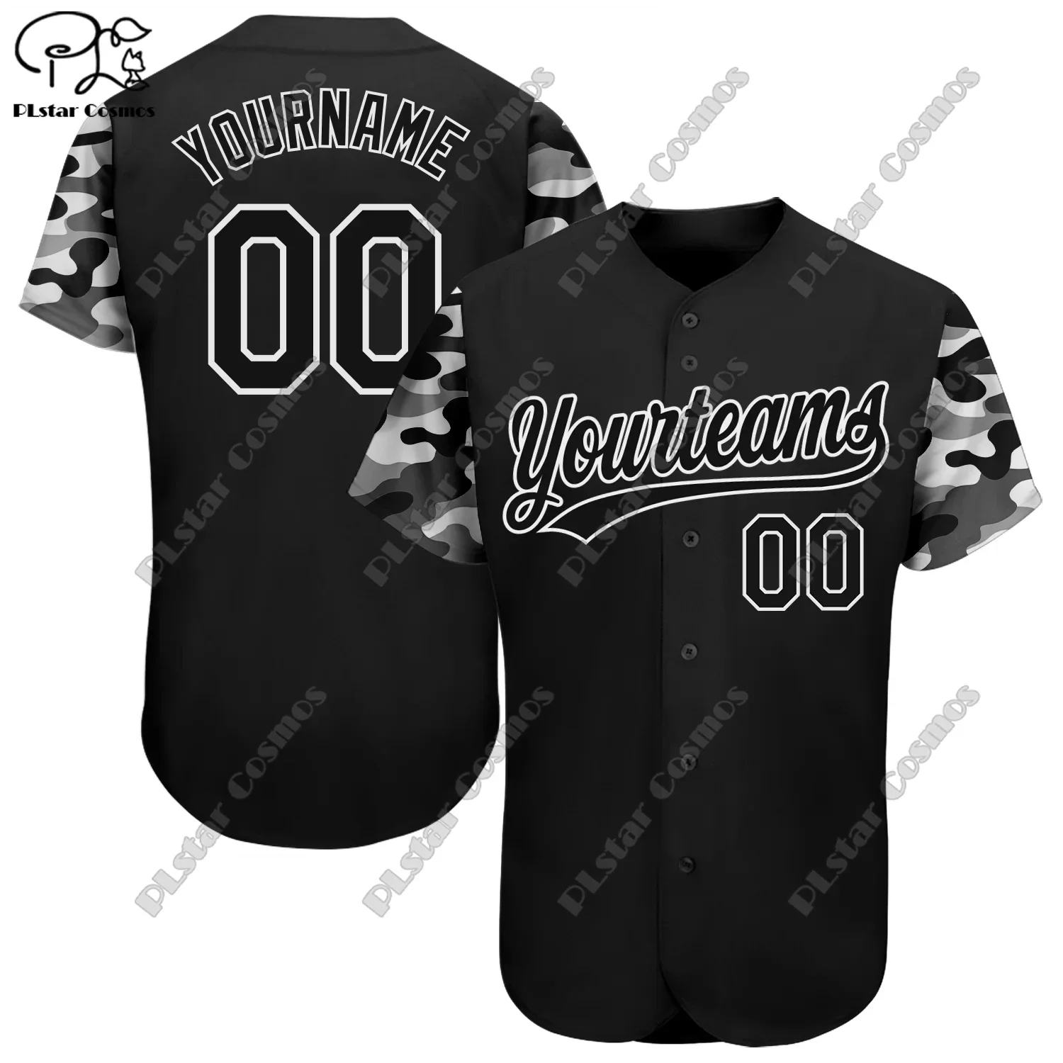 PLSTAR COSMOS Baseball Shirt Custom Name 3D Printing Summer Loose Slim Fit Unisex Sleeve Color Pattern Collection