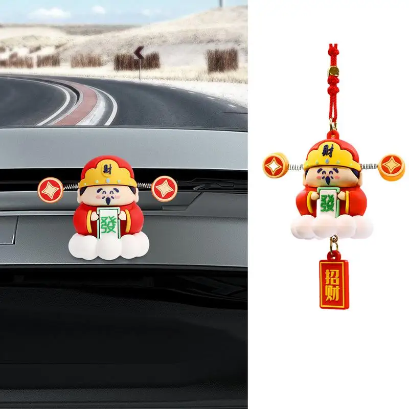 Car Rear View Mirror Accessories Hangable God Of Wealth Silicone Pendant Chinese Ornaments Gifts Meaningful Feng Shui Home Decor