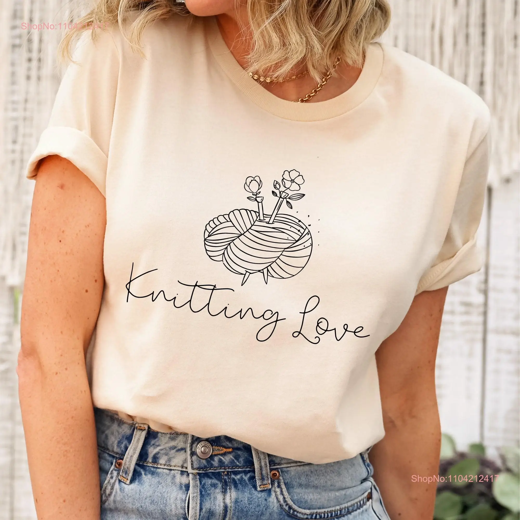 Knitting Love T Shirt Cute For Women Crochet Lover Grandmother Hobby long or short sleeves