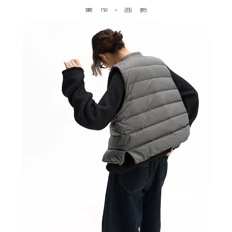 ملابس داخلية نسائية سترة دافئة ~ 90% بطة أسفل، يمكن ارتداؤها في الخارج، سترة بدون أكمام بقصة ضيقة، طراز جديد لخريف وشتاء 2025 #2