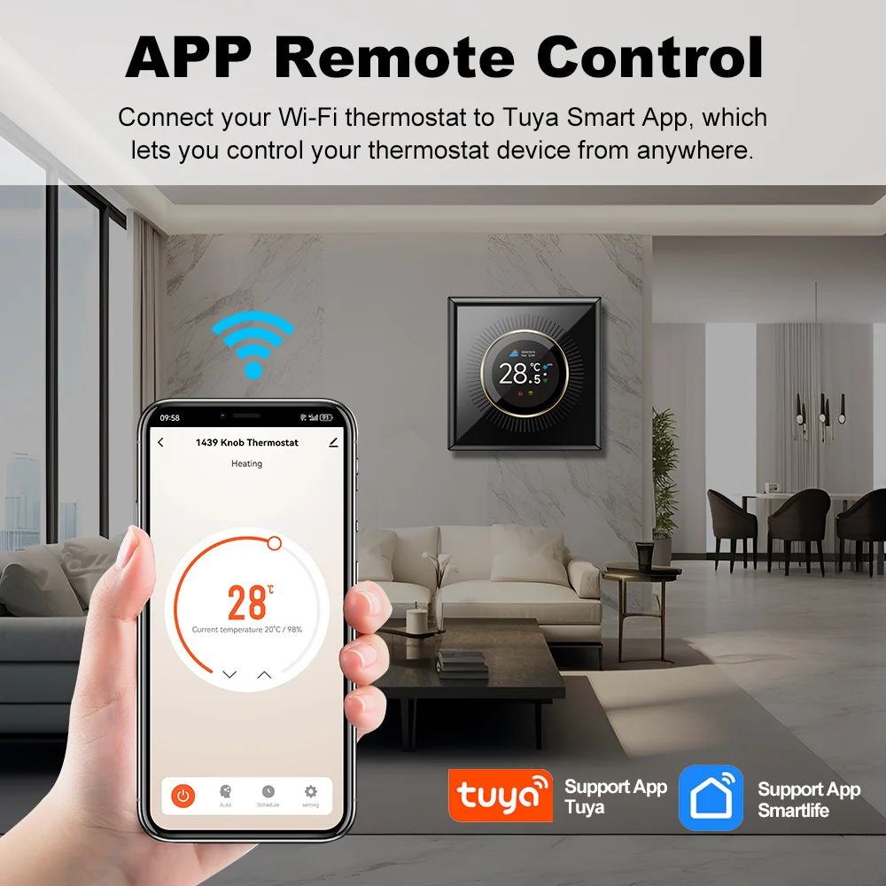 Tuya WiFi smart knob Thermostat LCD Touch Screen Electric Floor Heating Water Gas Boiler Temperature controller for Alexa Google