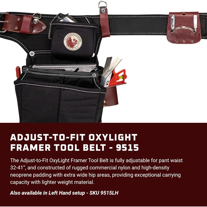 Framer ajustável para ajustar - 21 bolsos e porta-ferramentas - fabricado nos EUA