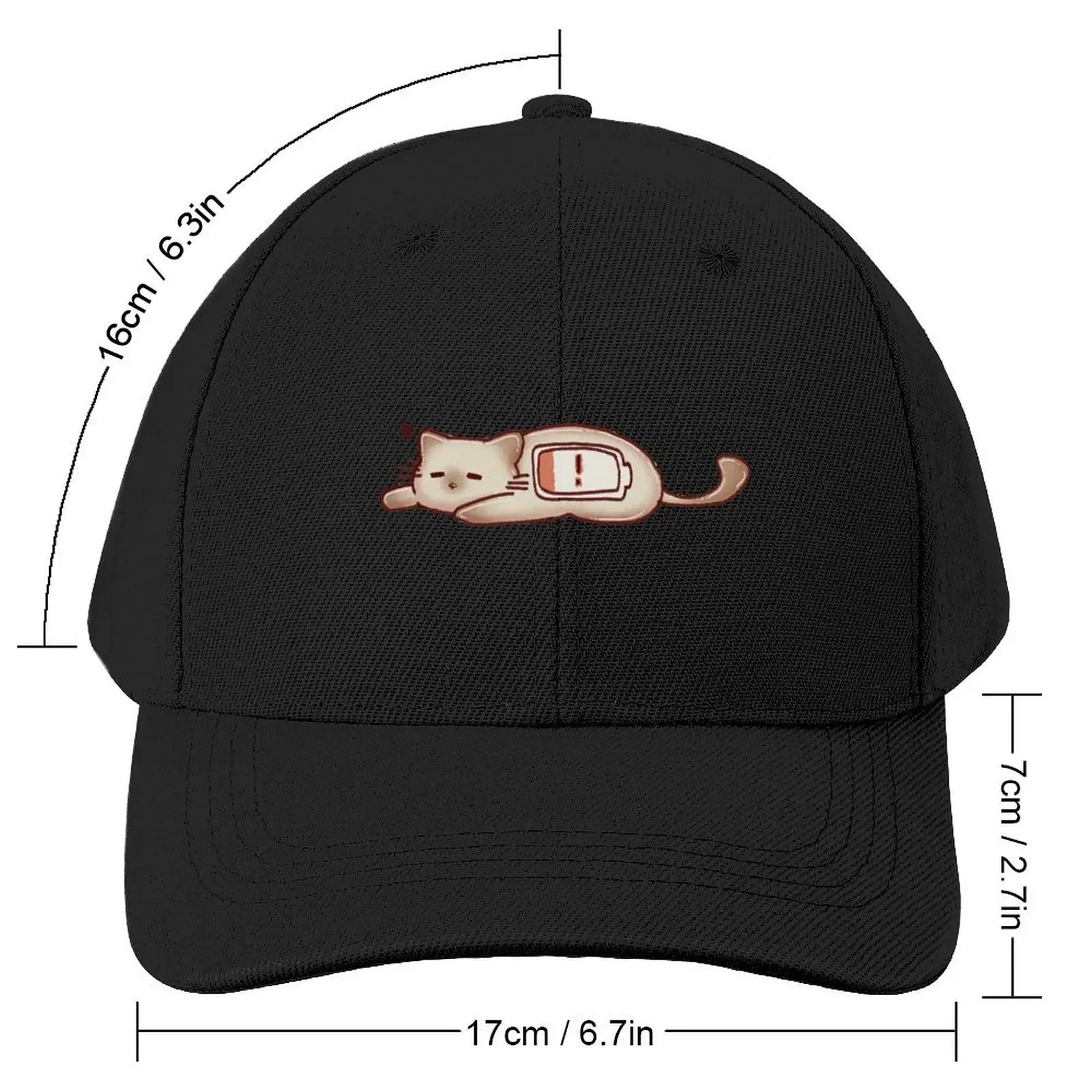 Introvert cat low battery Baseball Cap Golf Wear Beach Outing Woman Hats Men's