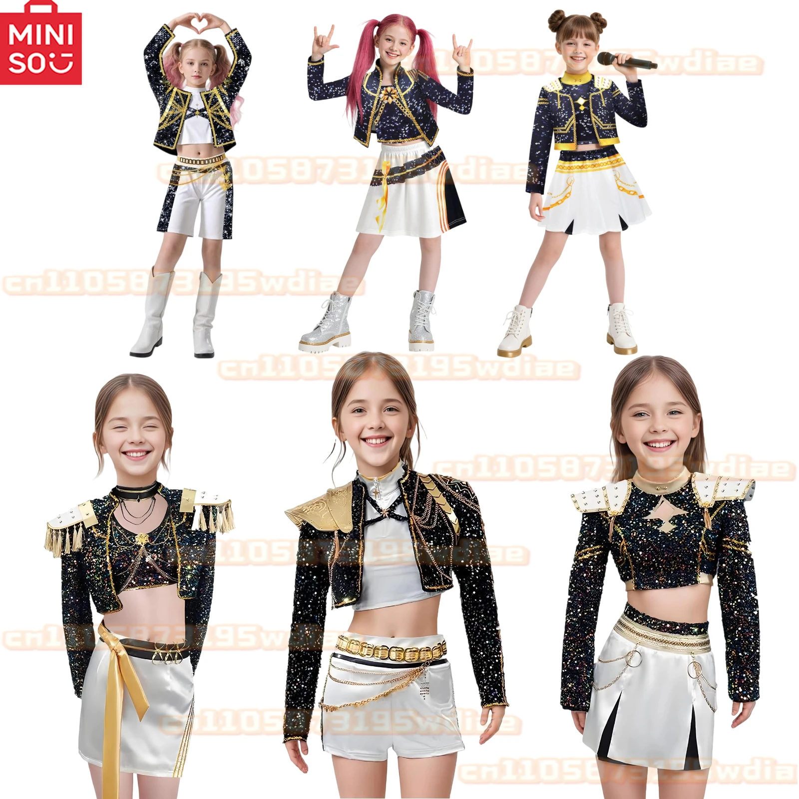 ชุดคอสเพลย์โซเย่ มิร่า รุมิ จากภาพยนตร์ MINISO Girls Demon Hunters สำหรับเด็กผู้หญิง ชุดแฟนซีสำหรับงานปาร์ตี้ฮาโลวีน คอสเพลย์ไอดอลวง Kpop