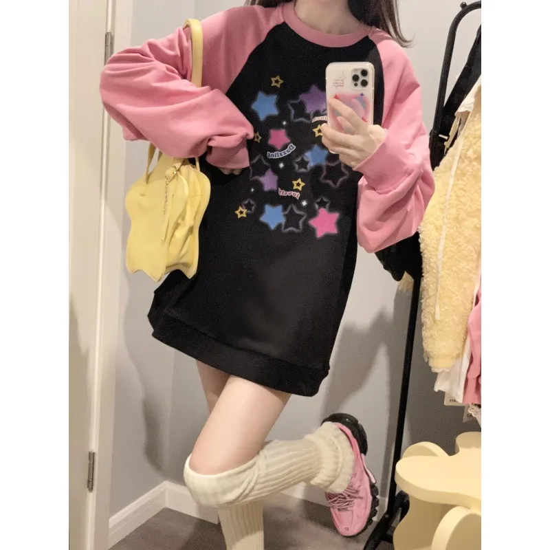 Japanese Subculture Cute Printed Long Sleeve Hoodie Autumn New Dopamine Design Feeling Tops Women's Fashion Loose Clothing