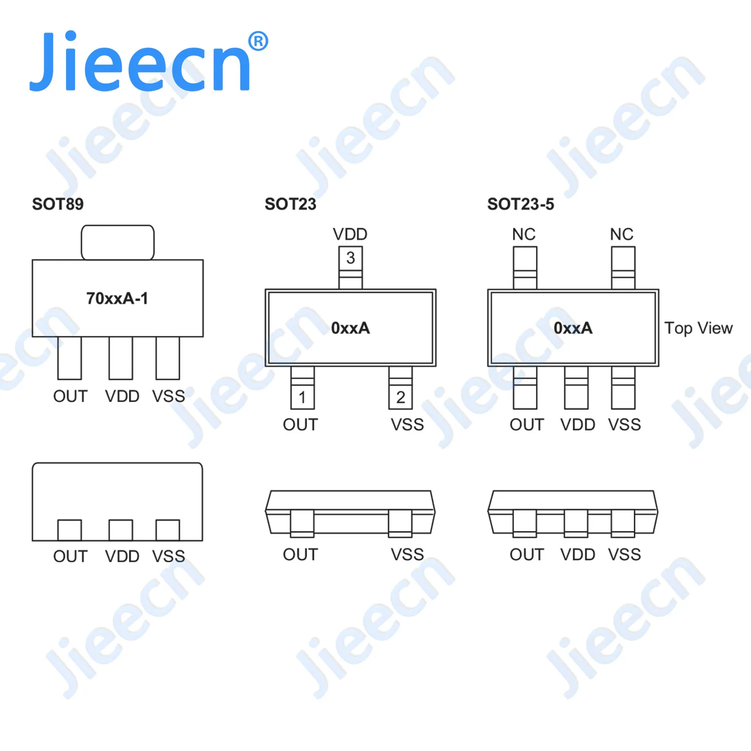 Jieecn 1000PCS SOT-89 HT7325 HT7330 HT7333 HT7336 HT7344 HT7350 Voltage Detector Transistors Chinese