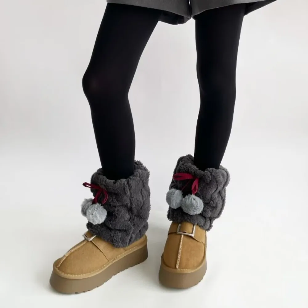 New Fur Plush Fluffy Plush Fluffy Boots Cover Warm Thickened Boots Socks Y2K Hairy Balls Pile Socks Gift