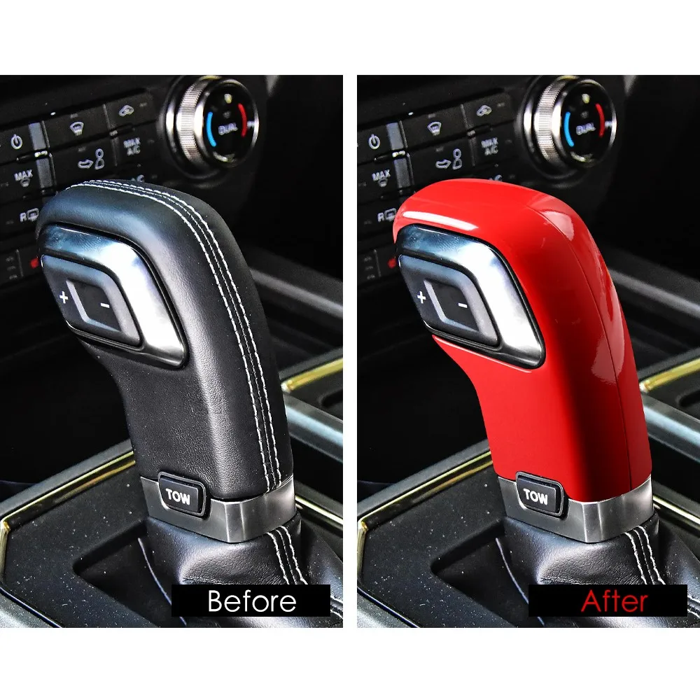 ฝาครอบหัวเกียร์โลหะผสมสังกะสีสำหรับรถฟอร์ด F150 ปี 2015-2018 พร้อมสติ๊กเกอร์ตกแต่ง