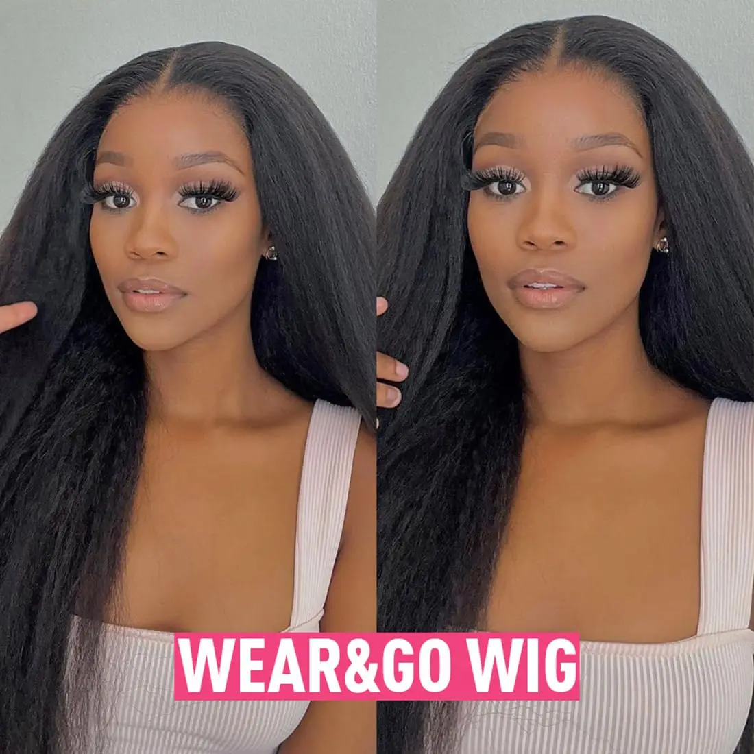 Kinky Straight Human Hair Wig For Women 13x4 Lace Front Wigs Human Hair Pre Plucked  Yaki Straight Brazilian Human Hair Wigs