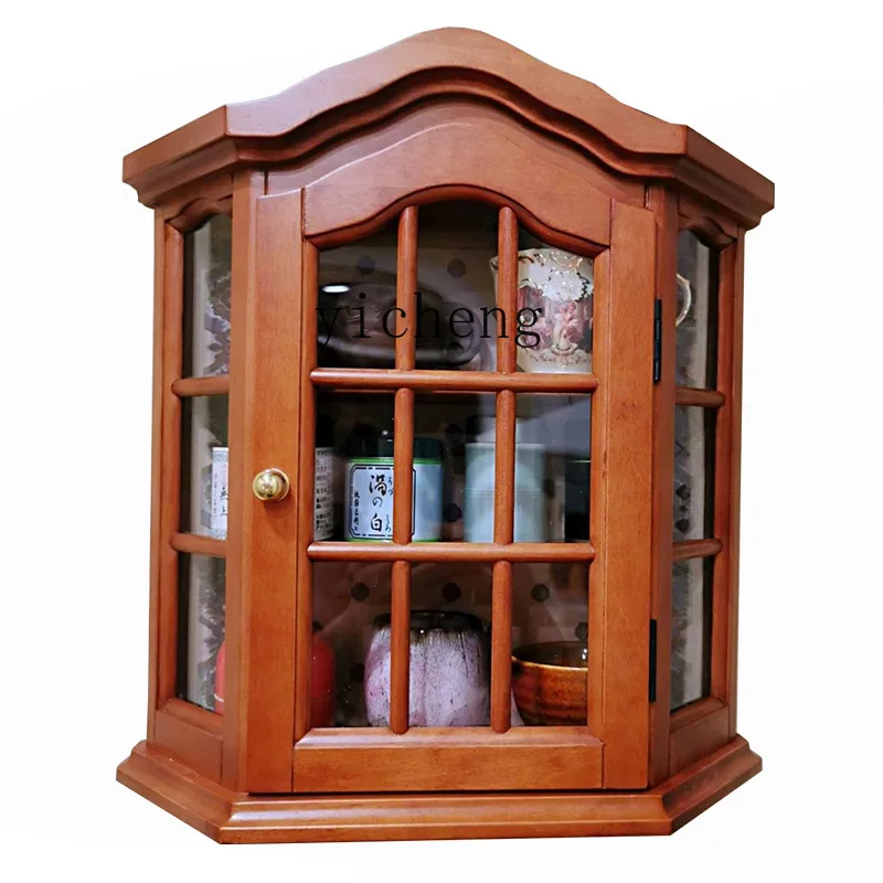 ZF closet solid wood wall hanging cabinet decorative retro display cabinet