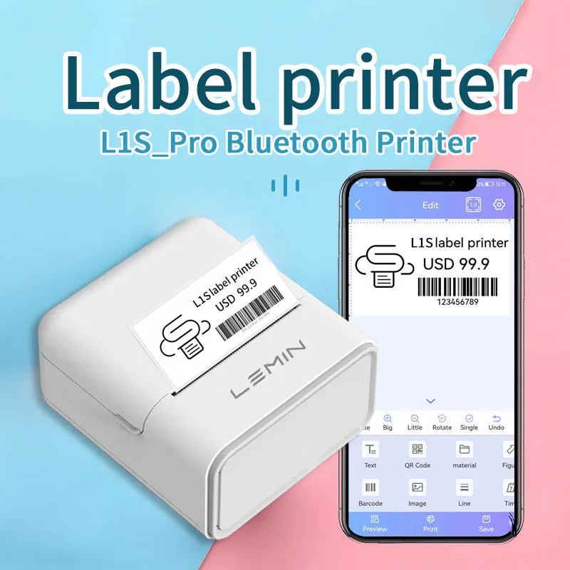 LeMinyun label printer L1S Pro handheld portable Bluetooth label printer mini thermal printer with 1 roll labels