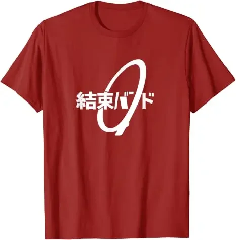 Camisetas gráficas de moda japonesa, letras impressas roupas estéticas, gravata, Kanji Hiragana, banda Kessoku, camiseta do Rocker Band