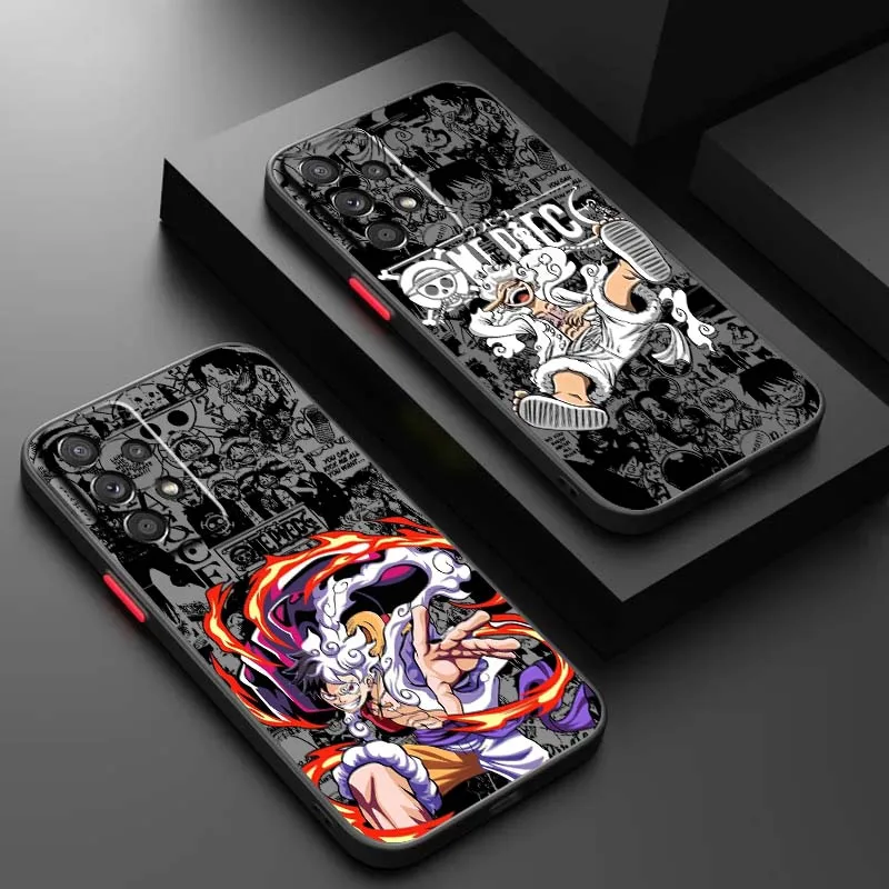 One Piece D. Luffy Anime Cool Phone Case For Samsung A73 A72 A71 A55 A54 A53 A52 A51 A35 A25 A15 A14 5G Frosted Translucent