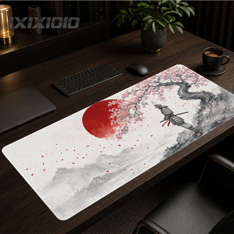 Mouse Pad Cherry Blossom Japanese Samurai Gaming printon demand Large New Mousepad XXL Playmat Natural Rubber Office Carpet