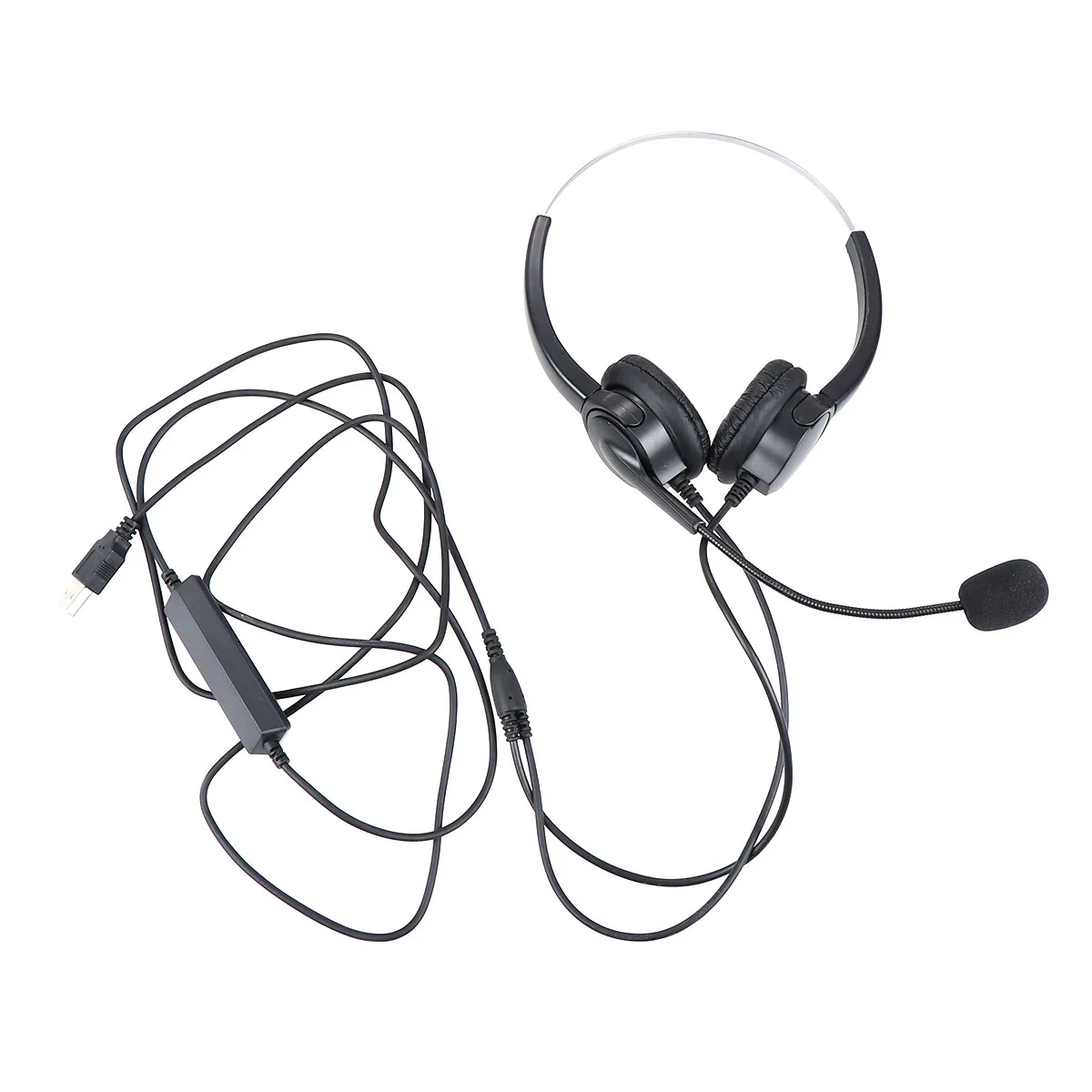 

Headphones Head-mounted Microphone Wired Speaker Telemarketing Voice Amplifier Black High Strength Steel Ergonomic 330Degree