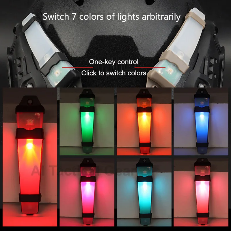 Tactical Signal Light Survival Safety Flash Lamp Waterproof Multipurpose Helmets Strobe Light 7 Colors For Camping Survival Tool