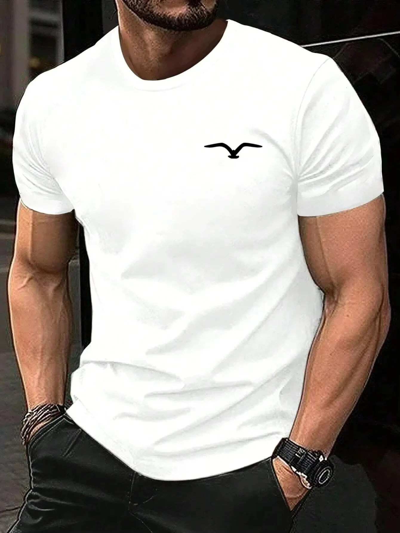 

Seagull Men's Cotton T-Shirt Fashion Top Casual Short Sleeve Streetwear Trend Classic T-Shirt Men's T-Shirt